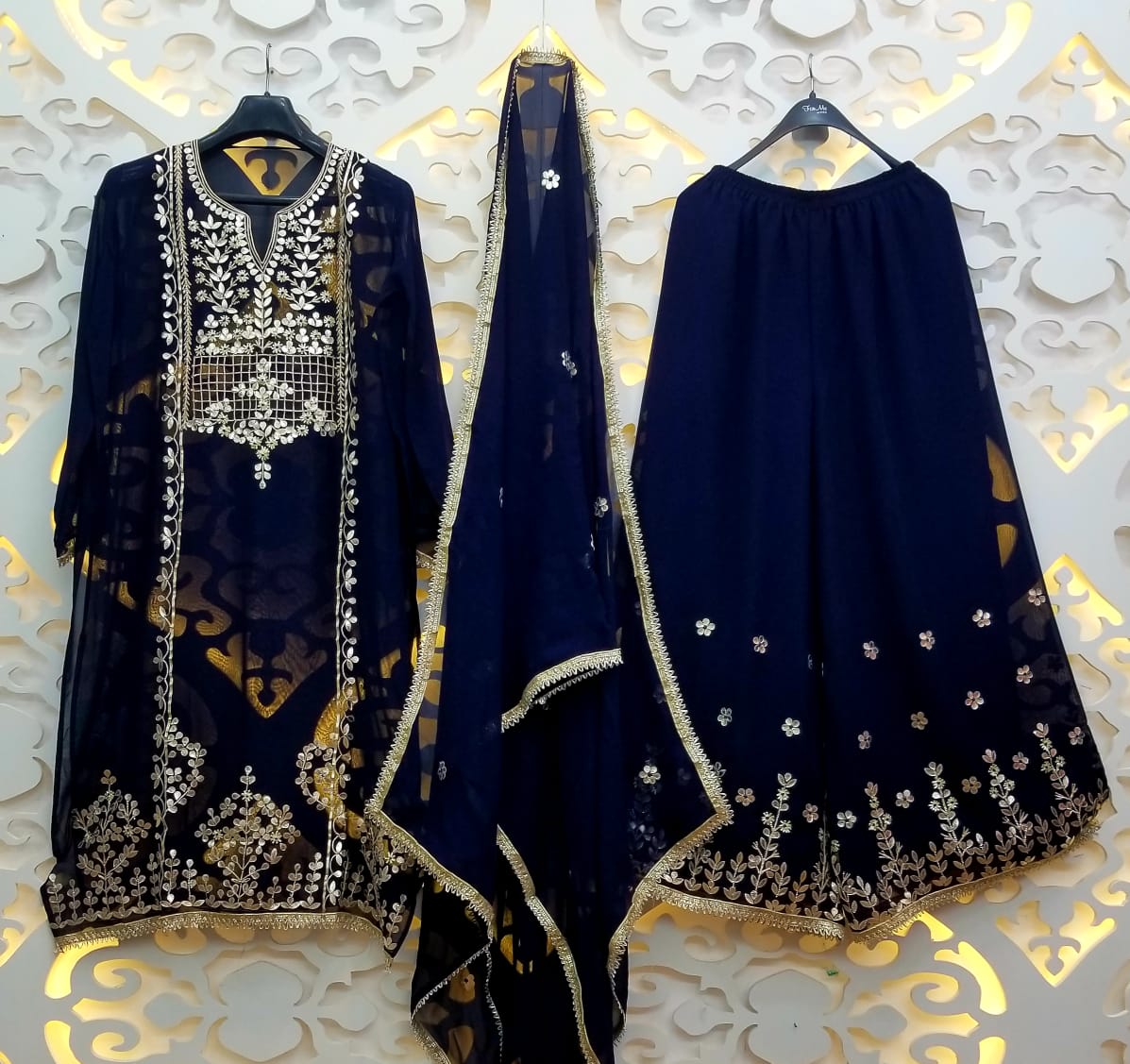 Party Wear And Festival Wear Attractive Navy Blue Fancy Fabric Designer Gown  in Delhi at best price by V Tradition - Justdial